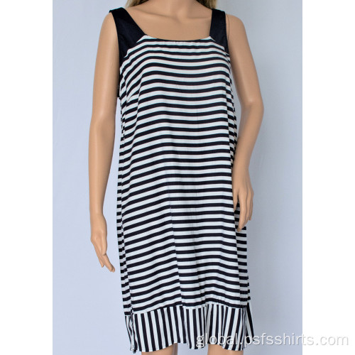 Casual Wear For Women White and Navy Striped Dress Factory